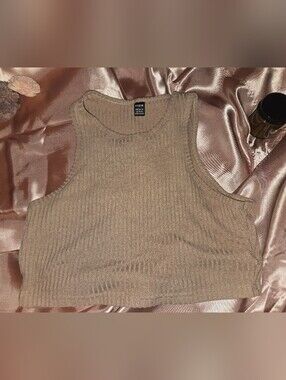 SHEIN Ribbed Tank Undershirt - Taupe Brown